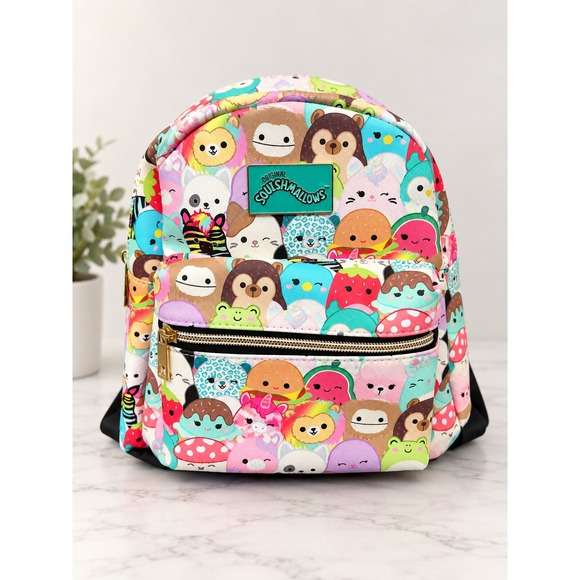 Squishmallows Other - NWT Squishmallows All Over Print Mini Backpack Multi Character Animals Zip Bag